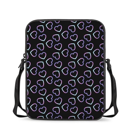 Lights Heart Pattern Print Rectangular Crossbody Bag