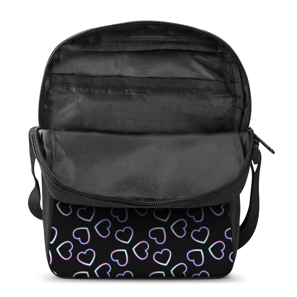 Lights Heart Pattern Print Rectangular Crossbody Bag