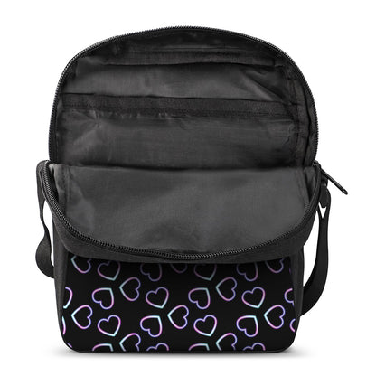 Lights Heart Pattern Print Rectangular Crossbody Bag