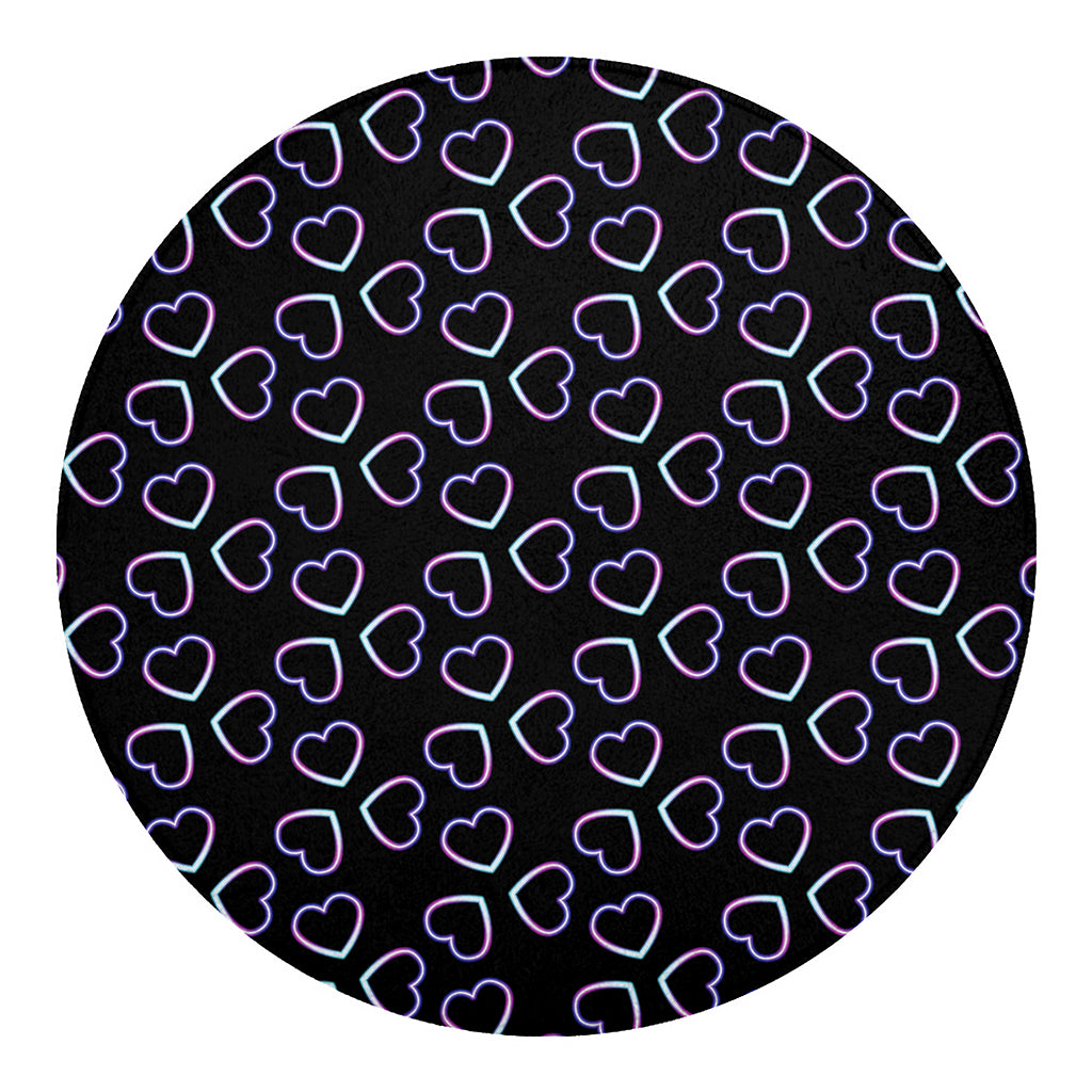 Lights Heart Pattern Print Round Blanket