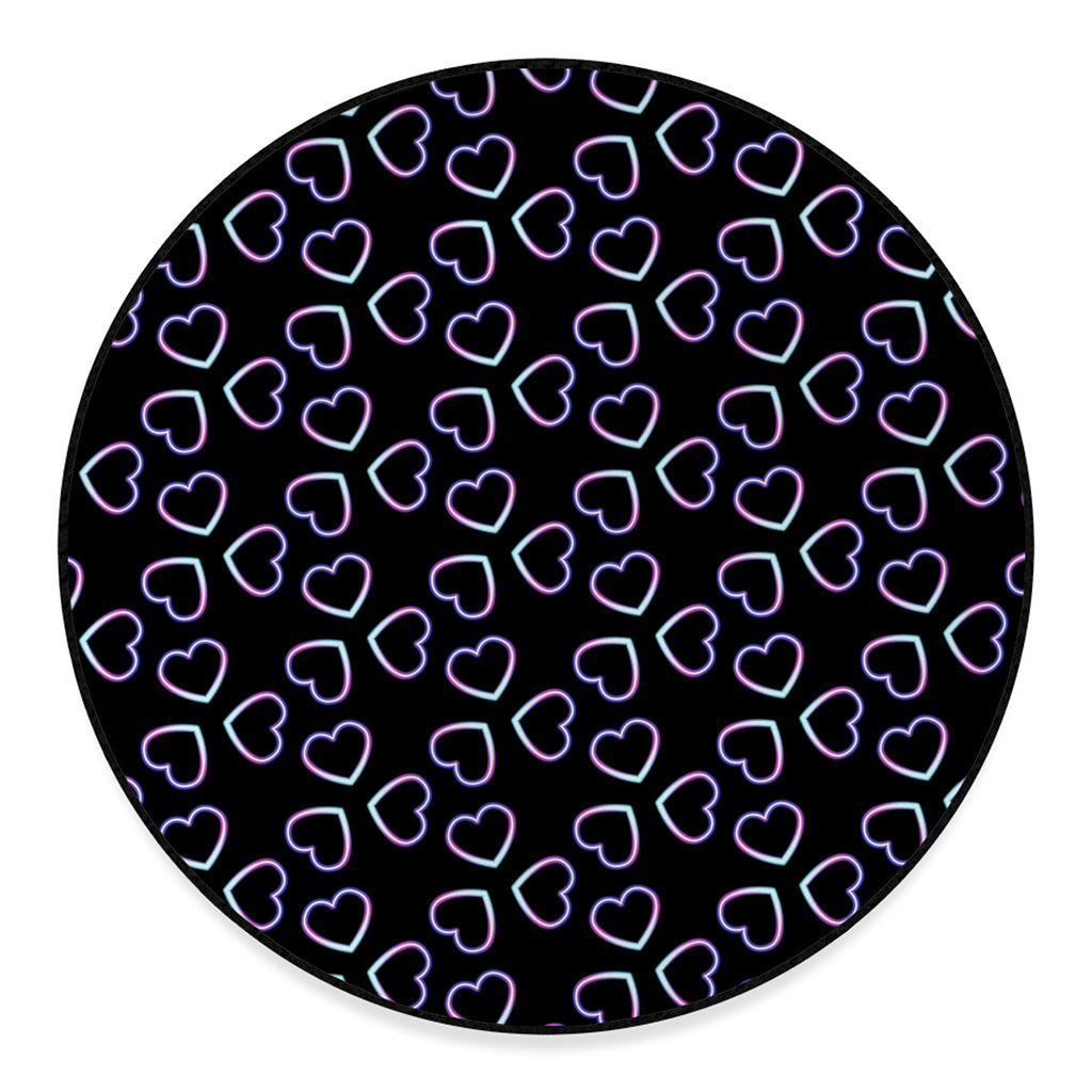 Lights Heart Pattern Print Round Floor Mat