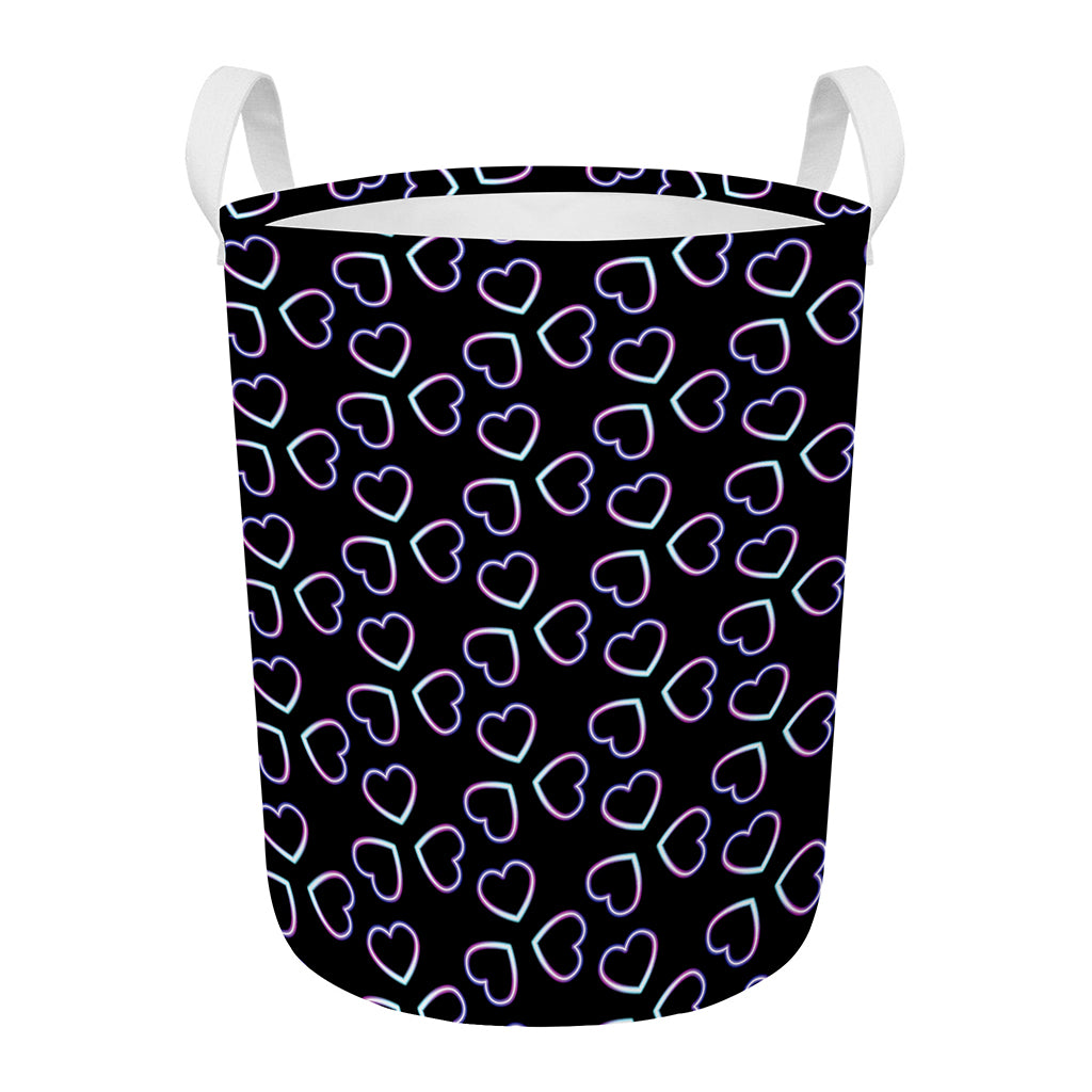 Lights Heart Pattern Print Round Laundry Basket