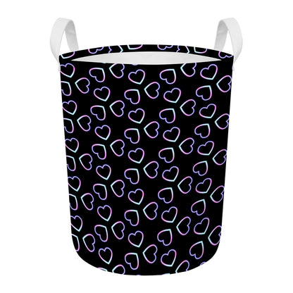 Lights Heart Pattern Print Round Laundry Basket