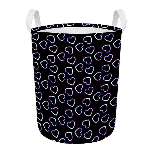 Lights Heart Pattern Print Round Laundry Basket