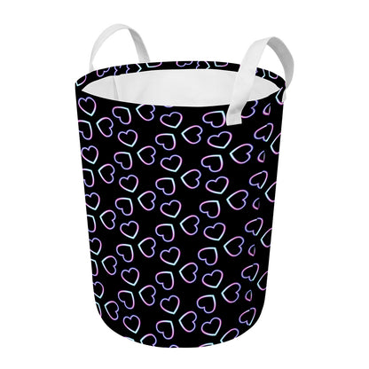 Lights Heart Pattern Print Round Laundry Basket