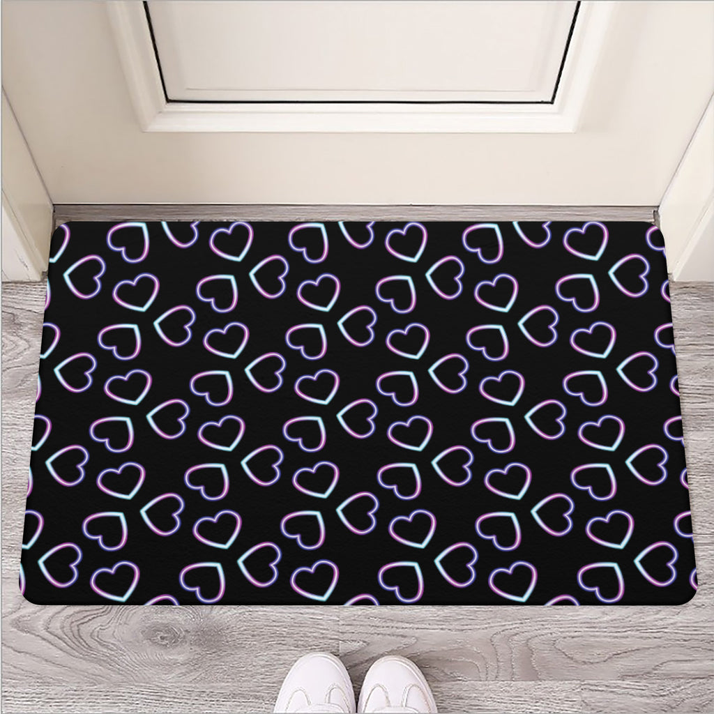 Lights Heart Pattern Print Rubber Doormat