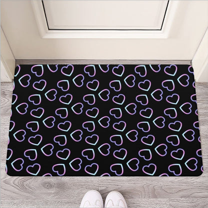 Lights Heart Pattern Print Rubber Doormat