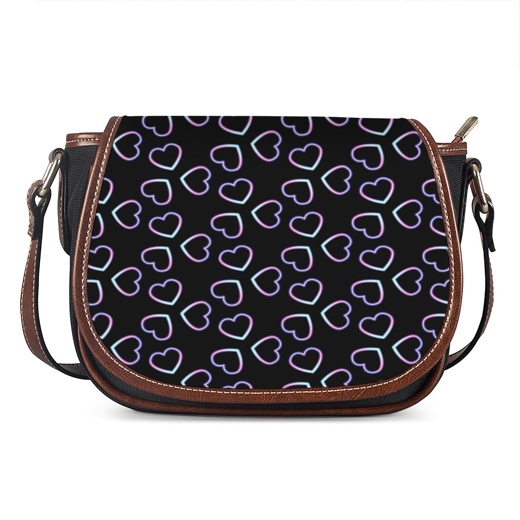 Lights Heart Pattern Print Saddle Bag
