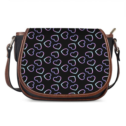 Lights Heart Pattern Print Saddle Bag