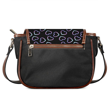 Lights Heart Pattern Print Saddle Bag