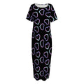 Lights Heart Pattern Print Short Sleeve Long Nightdress