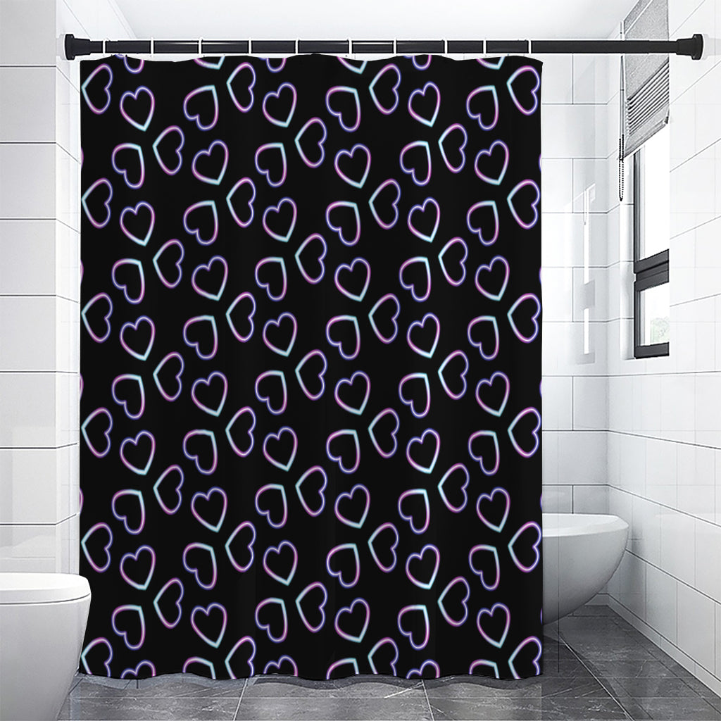 Lights Heart Pattern Print Shower Curtain