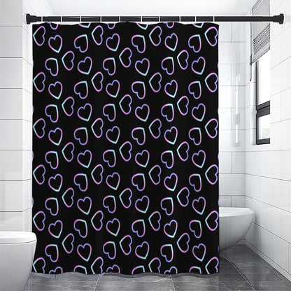 Lights Heart Pattern Print Shower Curtain