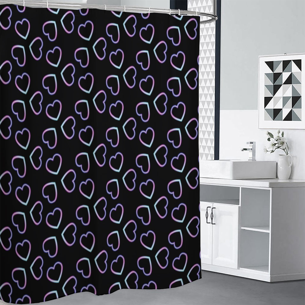 Lights Heart Pattern Print Shower Curtain