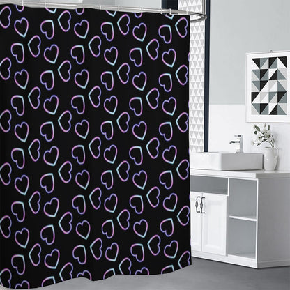 Lights Heart Pattern Print Shower Curtain