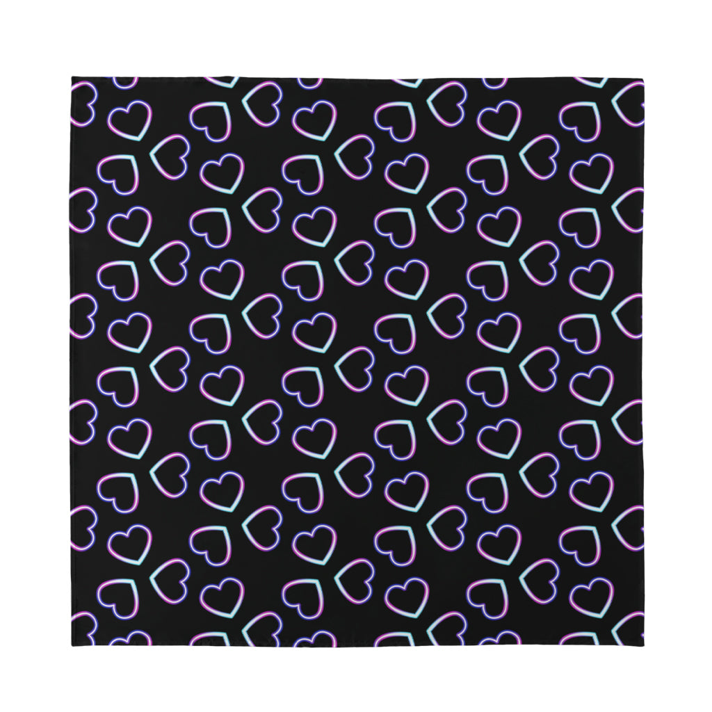 Lights Heart Pattern Print Silk Bandana