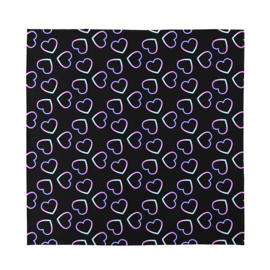 Lights Heart Pattern Print Silk Bandana