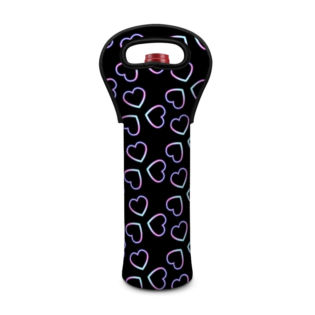 Lights Heart Pattern Print Single Neoprene Wine Tote