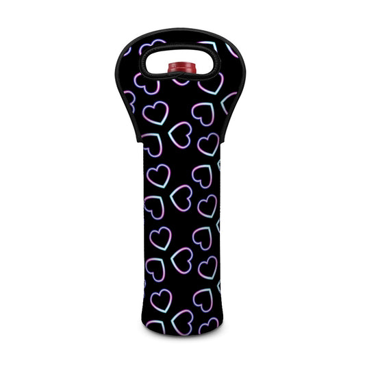 Lights Heart Pattern Print Single Neoprene Wine Tote