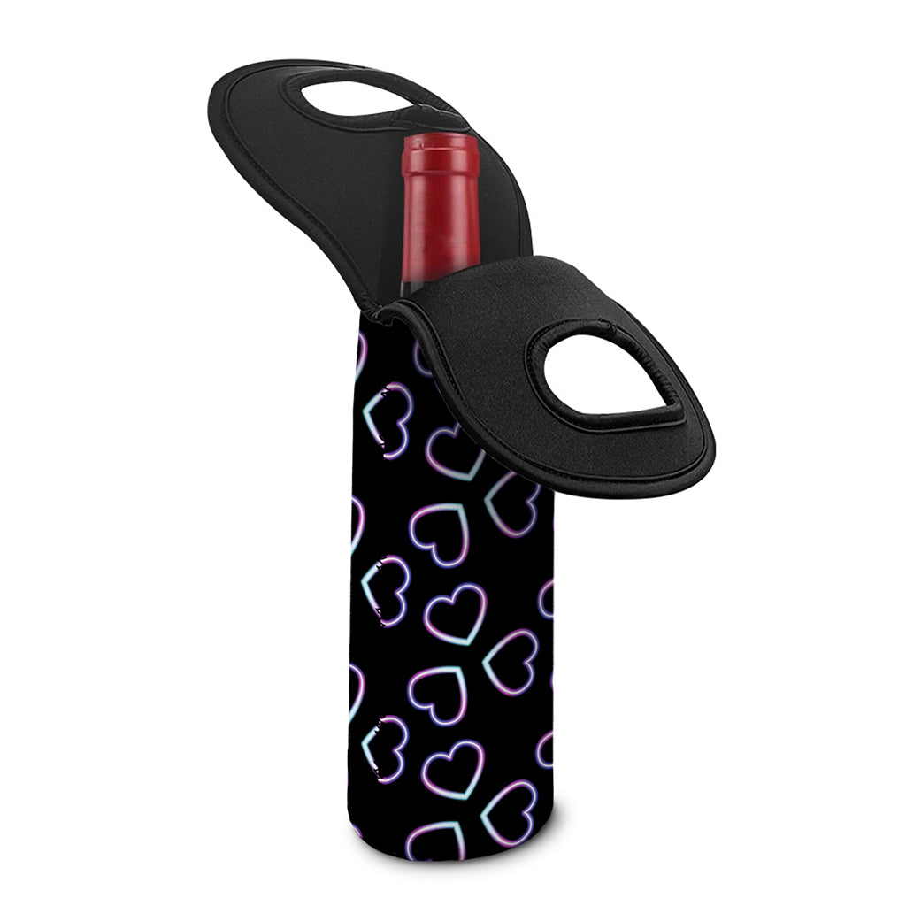 Lights Heart Pattern Print Single Neoprene Wine Tote