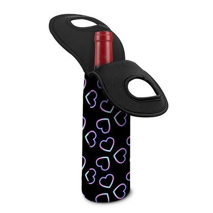 Lights Heart Pattern Print Single Neoprene Wine Tote