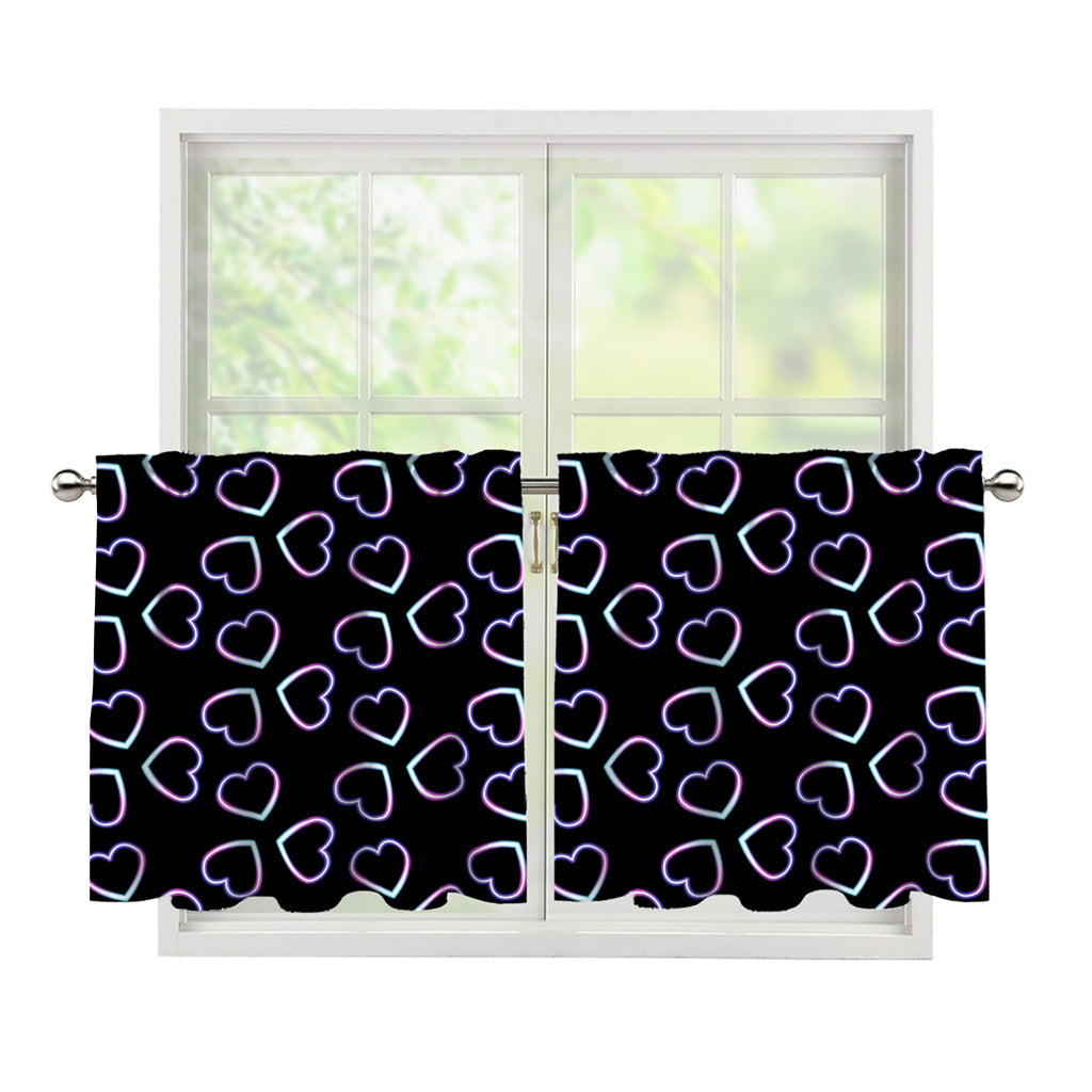 Lights Heart Pattern Print Tier Curtains