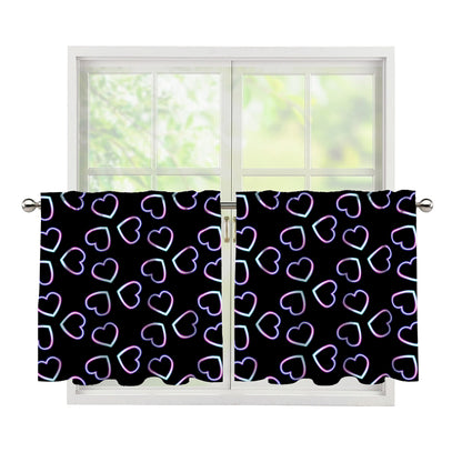 Lights Heart Pattern Print Tier Curtains