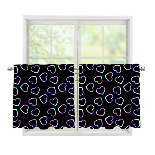 Lights Heart Pattern Print Tier Curtains
