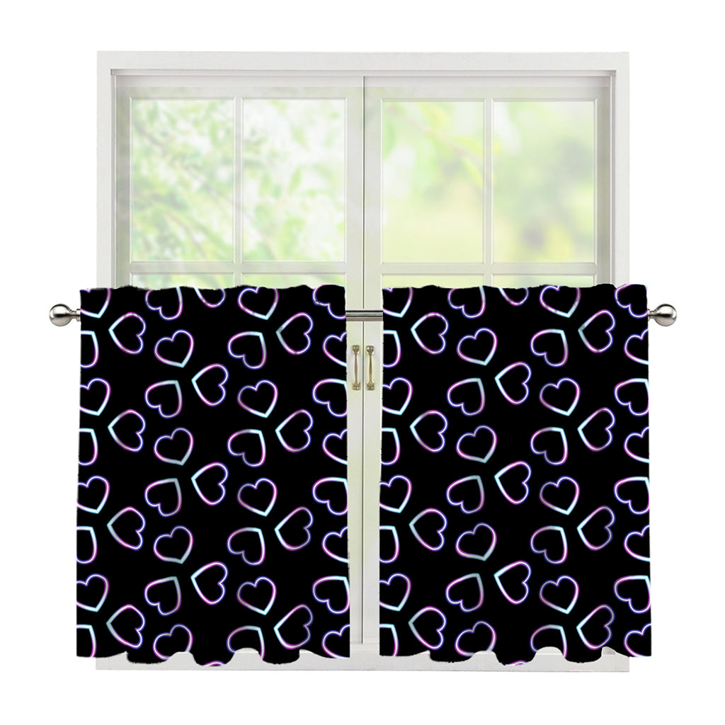 Lights Heart Pattern Print Tier Curtains