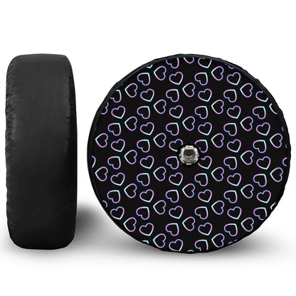 Lights Heart Pattern Print Tire Cover With Camera Hole
