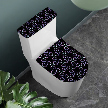 Lights Heart Pattern Print Toilet Lid And Tank Cover Set
