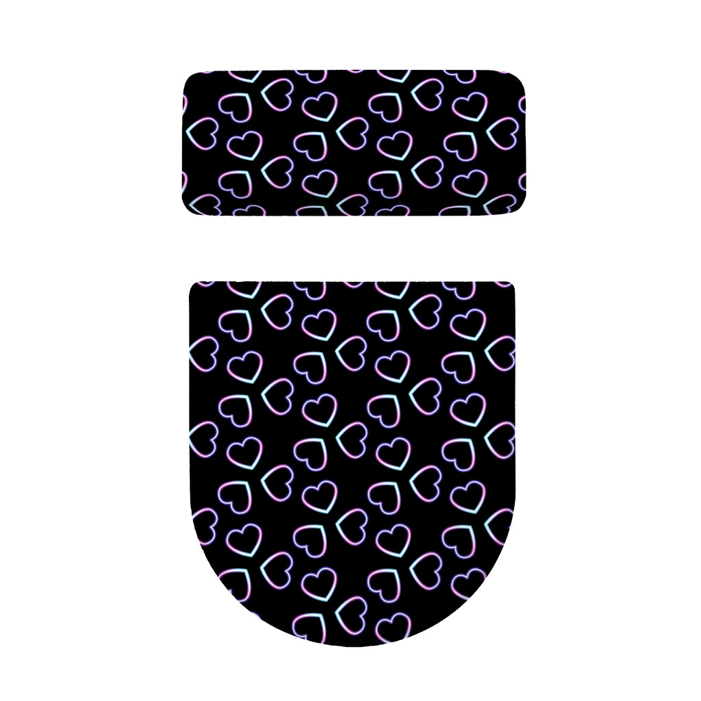 Lights Heart Pattern Print Toilet Lid And Tank Cover Set