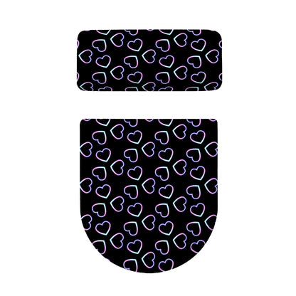 Lights Heart Pattern Print Toilet Lid And Tank Cover Set