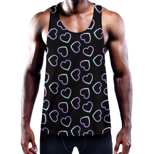 Lights Heart Pattern Print Training Tank Top