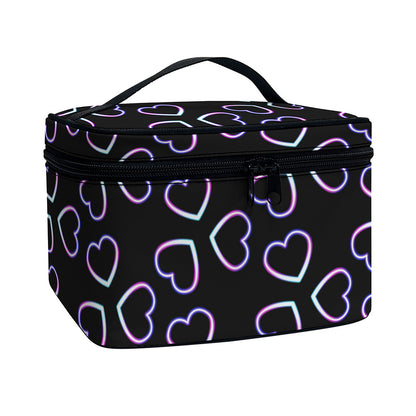 Lights Heart Pattern Print Travel Makeup Bag