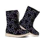 Lights Heart Pattern Print Winter Boots
