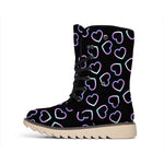 Lights Heart Pattern Print Winter Boots