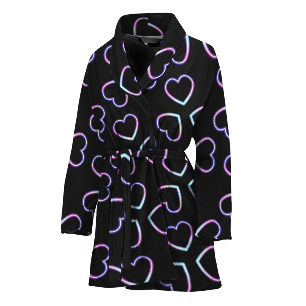 Lights Heart Pattern Print Women's Bathrobe