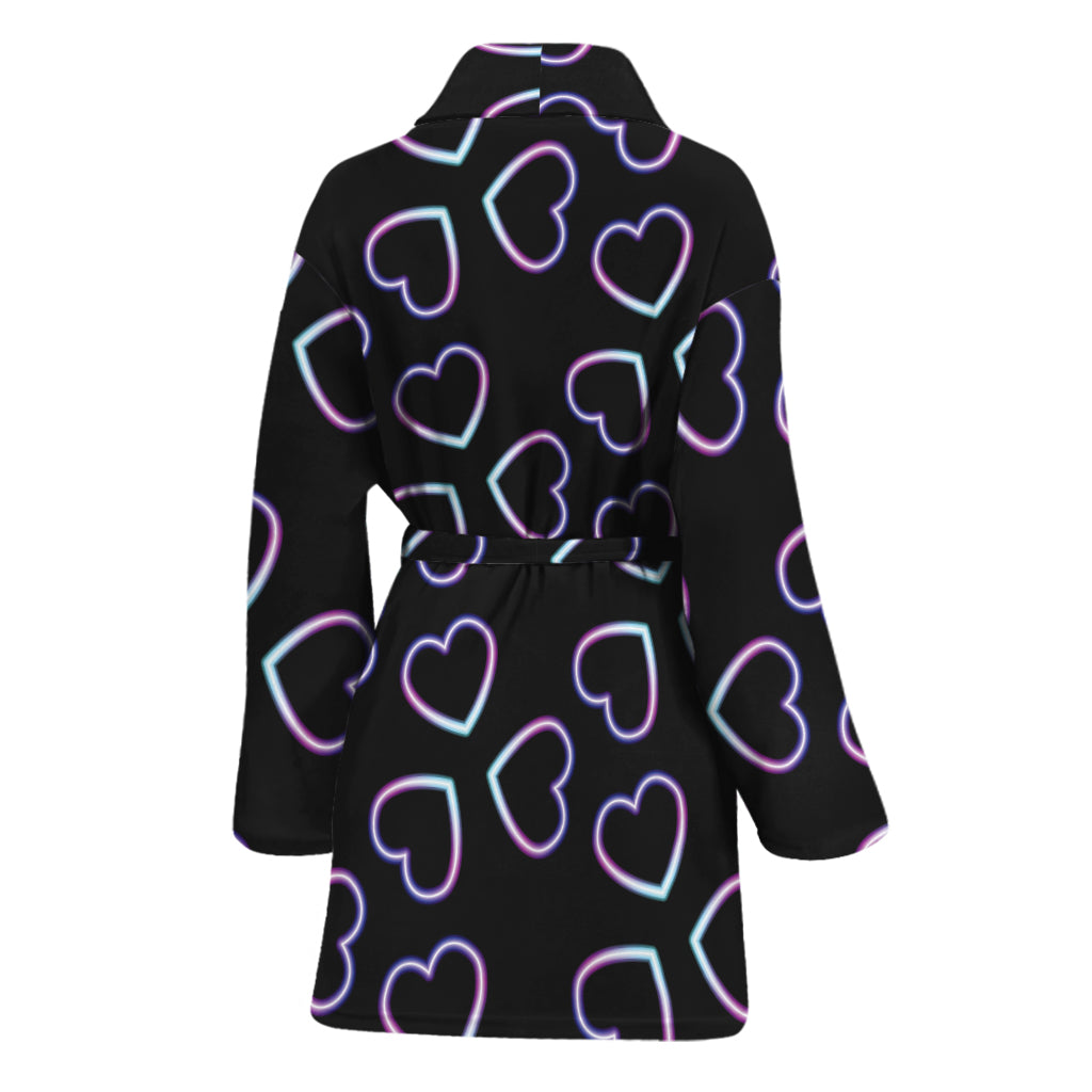 Lights Heart Pattern Print Women's Bathrobe