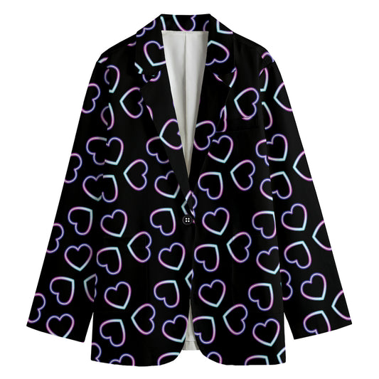 Lights Heart Pattern Print Women's Blazer
