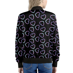 Lights Heart Pattern Print Women's Bomber Jacket