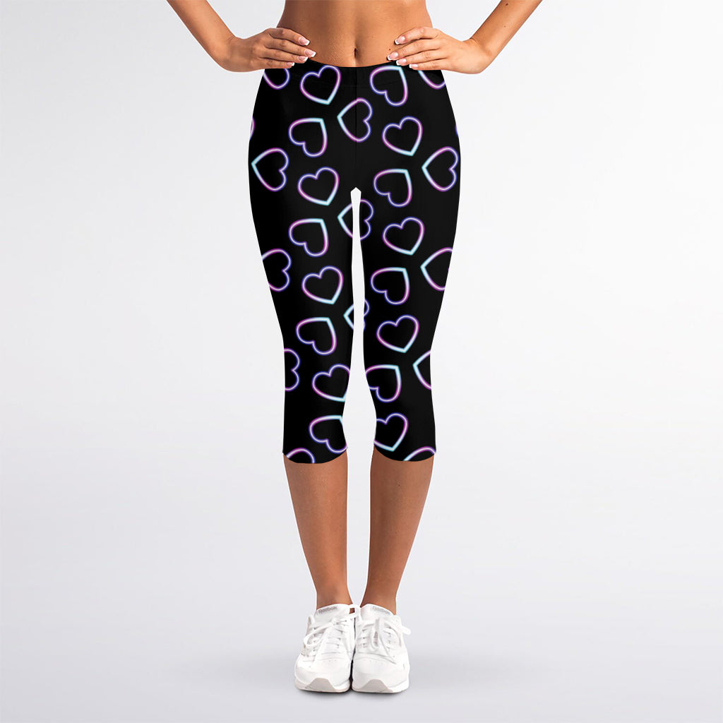 Lights Heart Pattern Print Women's Capri Leggings