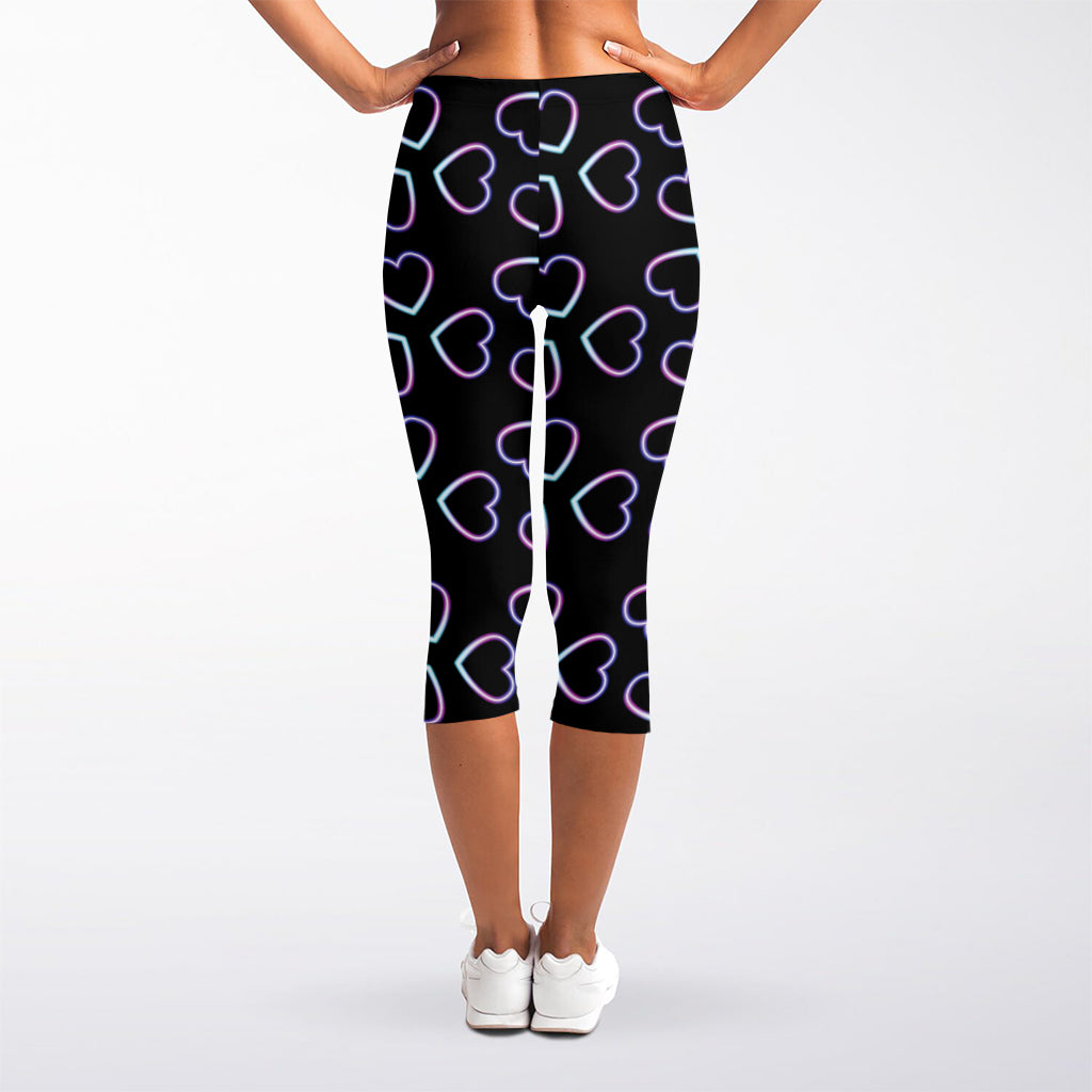 Lights Heart Pattern Print Women's Capri Leggings