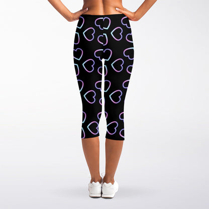 Lights Heart Pattern Print Women's Capri Leggings