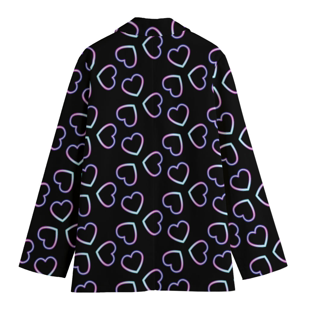 Lights Heart Pattern Print Women's Cotton Blazer