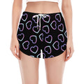 Lights Heart Pattern Print Women's Split Running Shorts