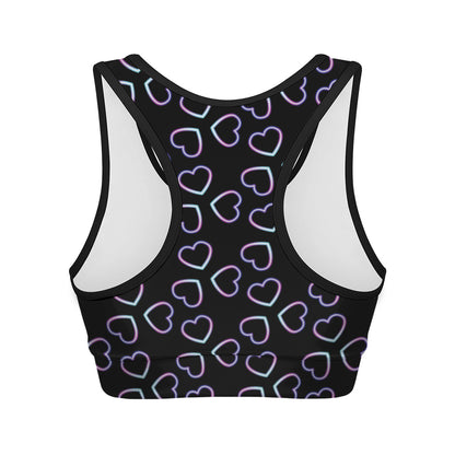 Lights Heart Pattern Print Women's Sports Bra