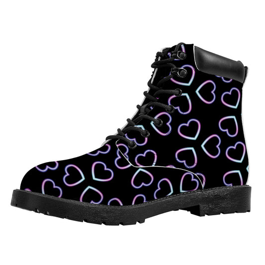 Lights Heart Pattern Print Work Boots