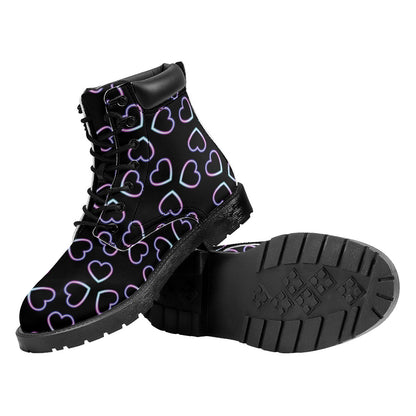 Lights Heart Pattern Print Work Boots