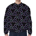 Lights Heart Pattern Print Zip Sleeve Bomber Jacket